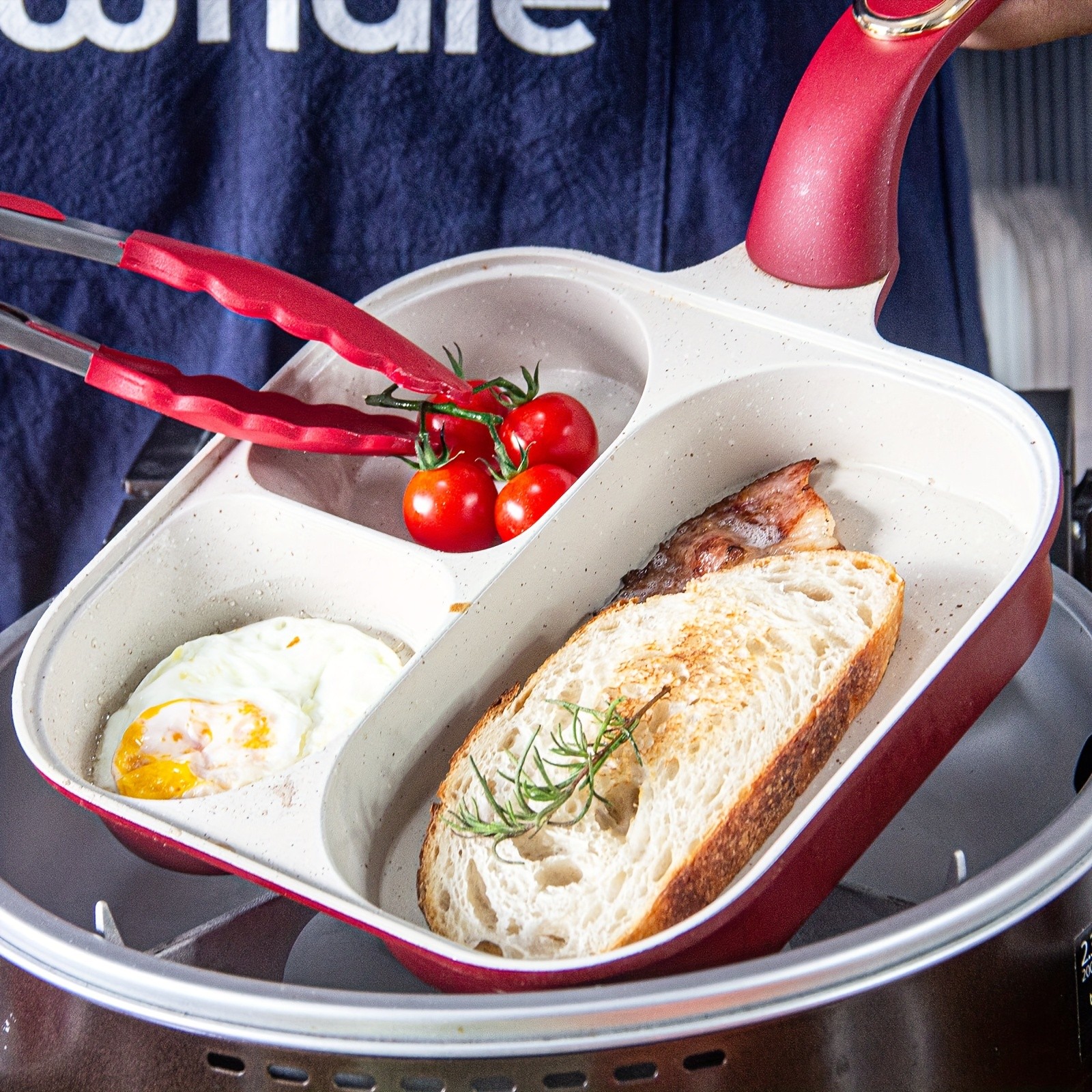 iWhale Non-Stick Breakfast Pan with 2+1 Ceramic Coating Easy Flip, Easy Clean & Perfect Breakfast Cooking Every Time