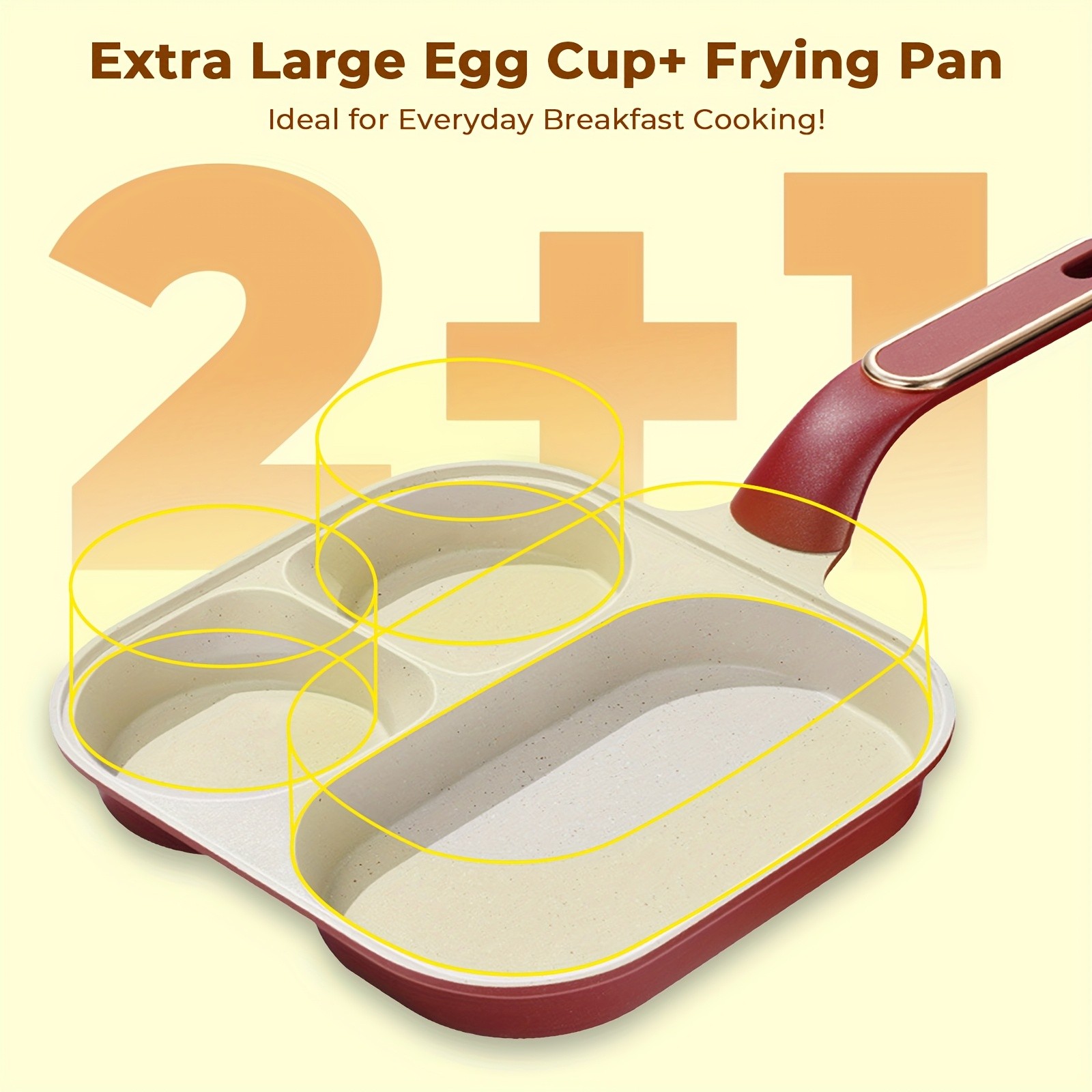 iWhale Non-Stick Breakfast Pan with 2+1 Ceramic Coating Easy Flip, Easy Clean & Perfect Breakfast Cooking Every Time