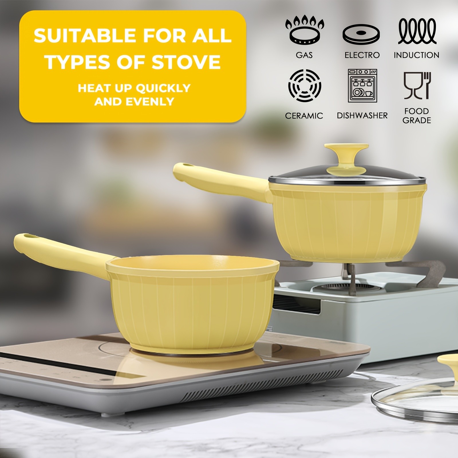 iWhale 18cm Nonstick Ceramic Pot with Glass Lid Even Heating, Easy Cleaning & Perfect Cooking for Everyday Meals