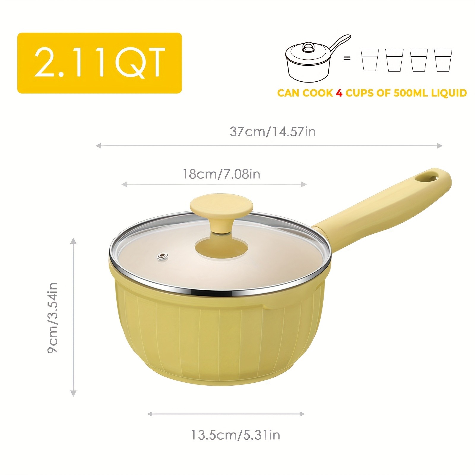 iWhale 18cm Nonstick Ceramic Pot with Glass Lid Even Heating, Easy Cleaning & Perfect Cooking for Everyday Meals