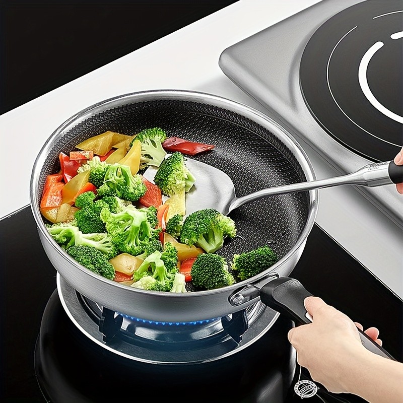 COOKER KING 10-inch Non-Stick Stainless Steel Frying Pan Honeycomb Coating, Stand-Up Lid & Anti-Scald Handle for All NZ Cooktops