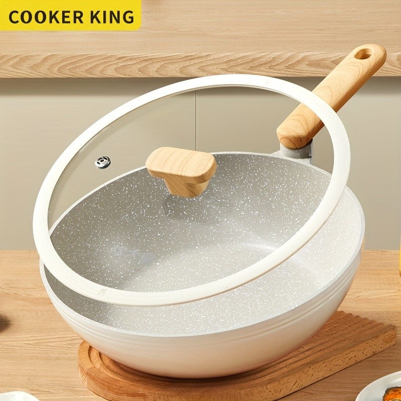 COOKER KING 30cm Non-Stick Wok Pan with Glass Lid  Restaurant-Grade, Non-Toxic & Compatible with All NZ Cooktops