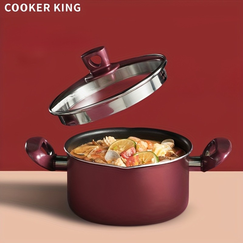 COOKER KING 4 Quart Non-Stick Stockpot with Glass Lid PTFE/PFOA-Free, Induction Ready & Perfect for Everyday NZ Cooking