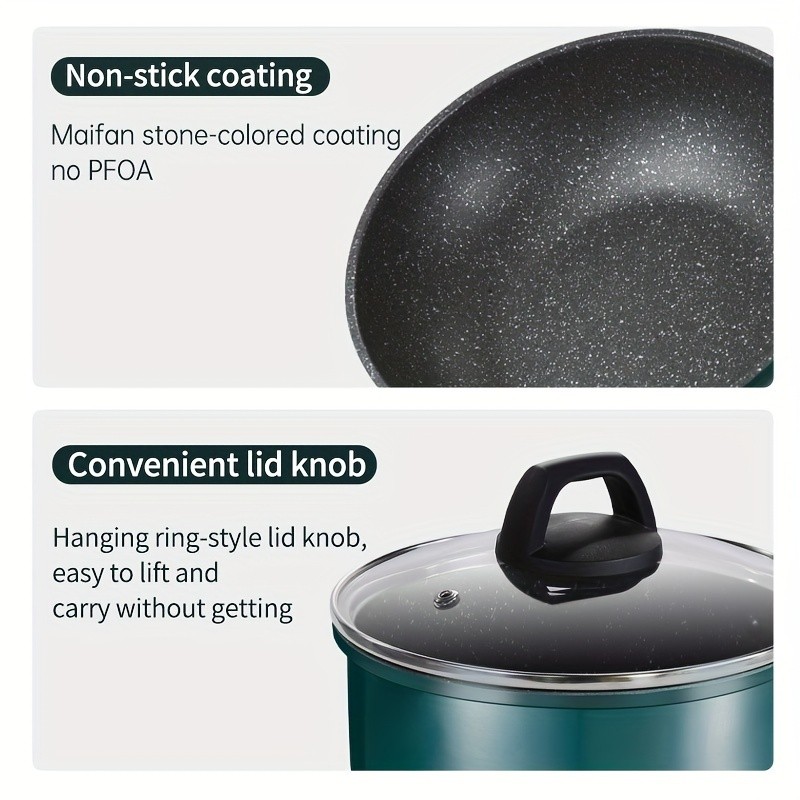 COOKER KING 18cm Nonstick Saucepan with Glass Lid PFOA-Free Aluminum Alloy Pot for Safe, Even & Easy Everyday NZ Cooking