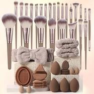 45pcs Complete Makeup Tools Set Brushes, Sponges, Puffs, Cleaning Tool & Accessories