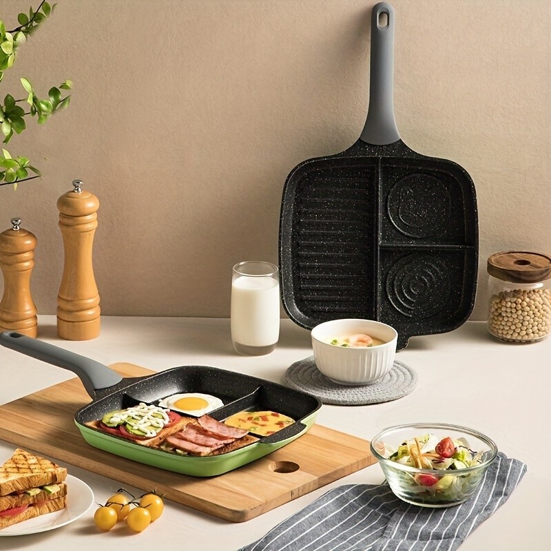 COOKER KING 3-in-1 Non-Stick Square Skillet Griddle Pan  Multi-Section, PFOA-Free & Induction-Ready Cooking for All NZ Kitchens