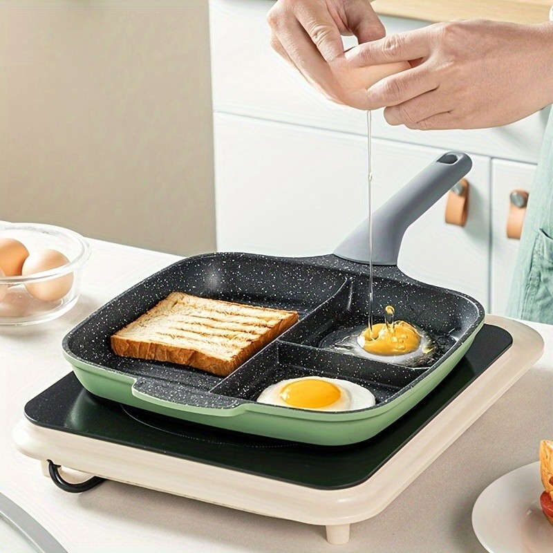 COOKER KING 3-in-1 Non-Stick Square Skillet Griddle Pan  Multi-Section, PFOA-Free & Induction-Ready Cooking for All NZ Kitchens