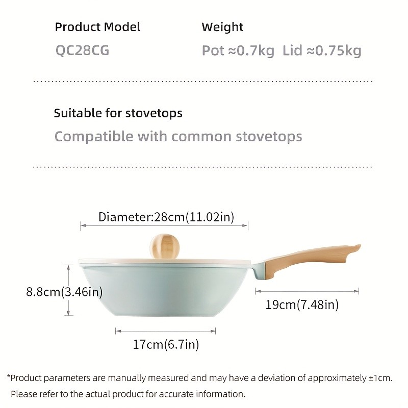 COOKER KING 28cm Titanium-Ceramic Wok with Lid  PFOA/PTFE-Free Stir-Fry Pan with Cool-Touch Handles for All NZ Cooktops