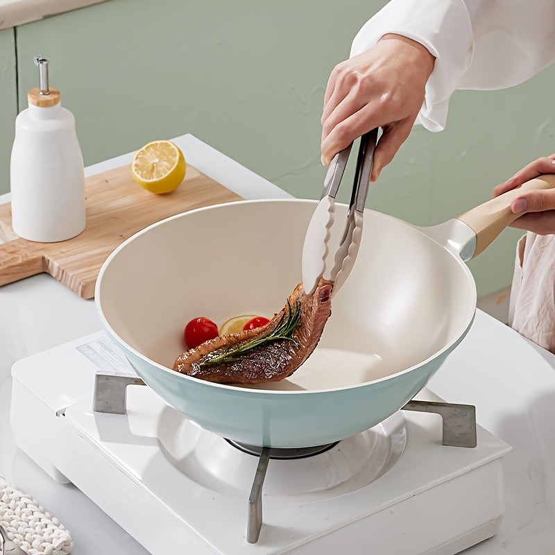 COOKER KING 28cm Titanium-Ceramic Wok with Lid  PFOA/PTFE-Free Stir-Fry Pan with Cool-Touch Handles for All NZ Cooktops