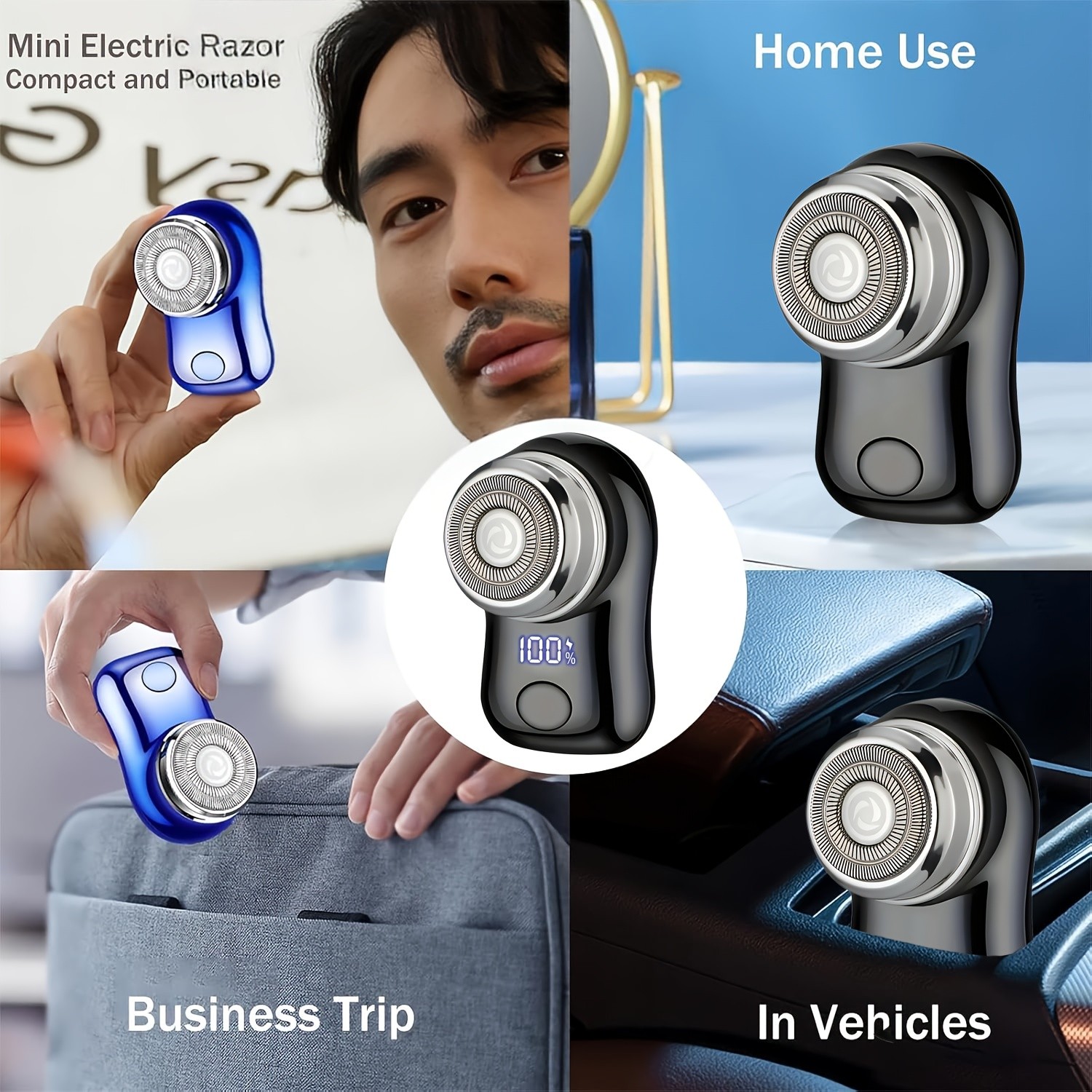 FEIYBA USB Mini Electric Shaver with LED Display Portable Cyclone Blade Grooming for Smooth Shaving Anywhere