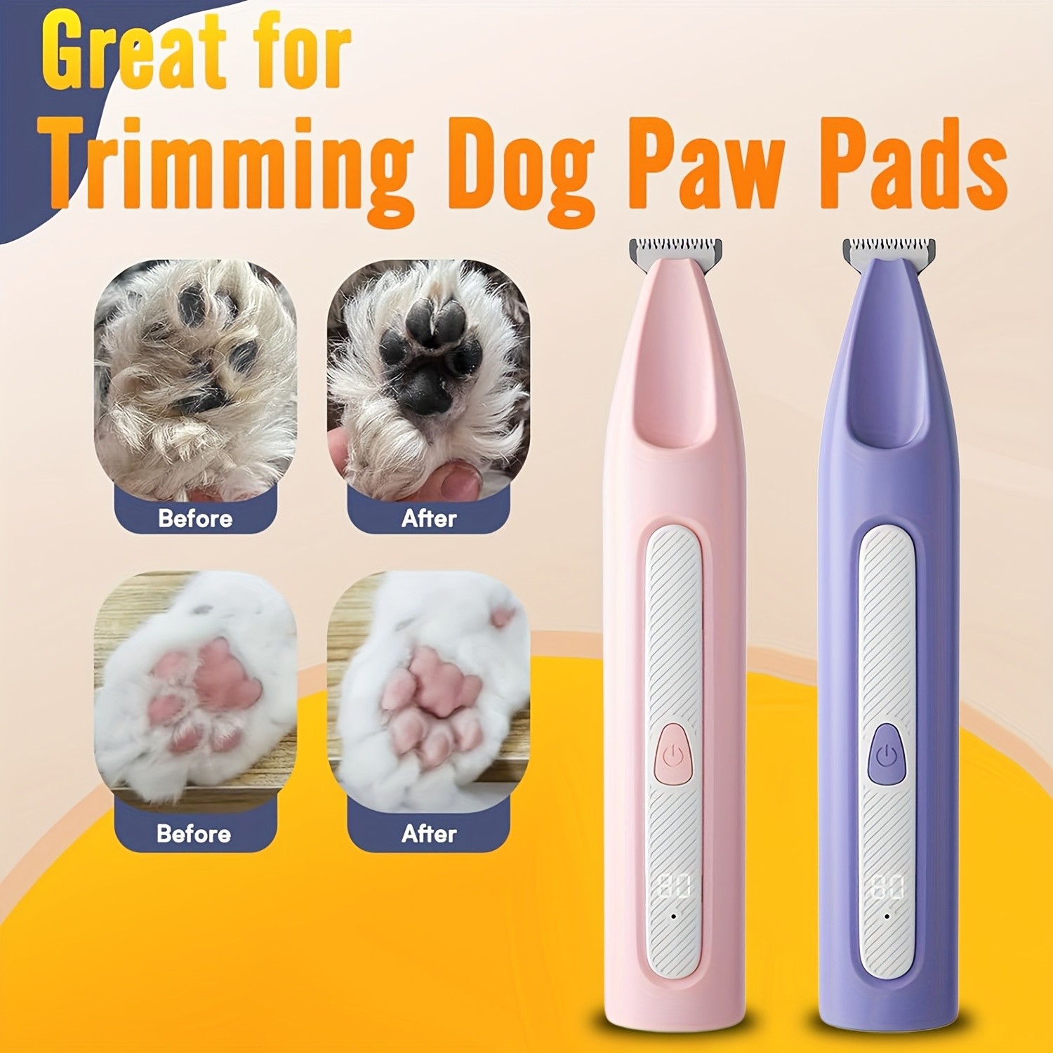 FEIYBA Cordless Pet Paw Trimmer with LED Indicator  Low-Noise USB Grooming Shaver for Small Dogs & Household Pets