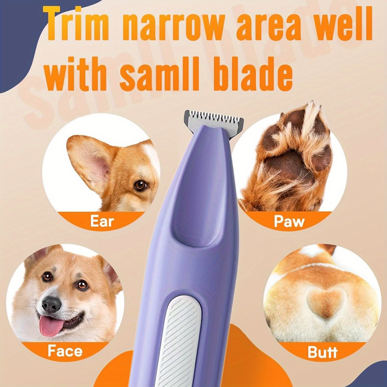 FEIYBA Cordless Pet Paw Trimmer with LED Indicator  Low-Noise USB Grooming Shaver for Small Dogs & Household Pets