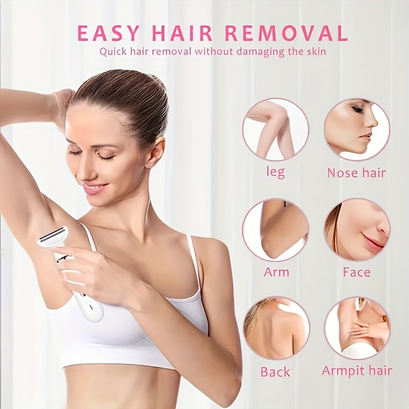 FEIYBA 4-in-1 USB Womens Hair Remover  Gentle Full-Body Shaver with Multi-Head Design for Smooth Daily Grooming