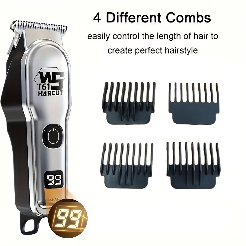 FEIYBA Professional Mens Hair Clipper Set with Digital Display USB Grooming Kit with Multiple Combs for Barbers & Home Styling