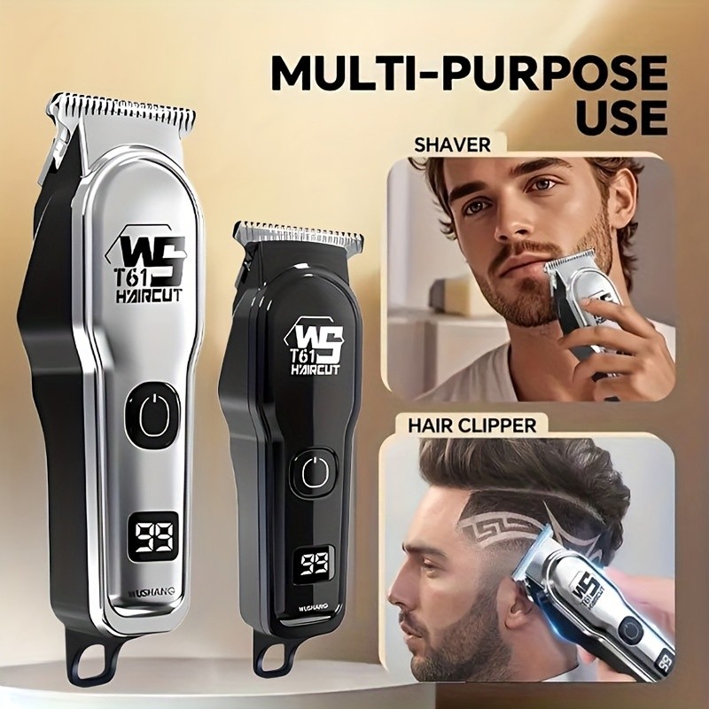 FEIYBA Professional Mens Hair Clipper Set with Digital Display USB Grooming Kit with Multiple Combs for Barbers & Home Styling
