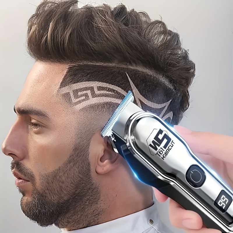 FEIYBA Professional Mens Hair Clipper Set with Digital Display USB Grooming Kit with Multiple Combs for Barbers & Home Styling