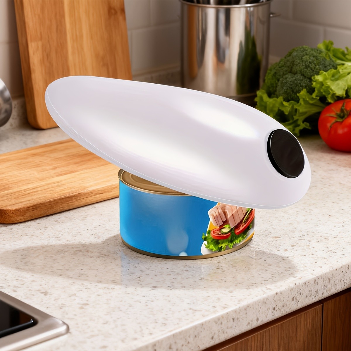 FEIYBA Compact Cordless Electric Can Opener Smooth-Edge, Safe Auto Shut-Off Design for Easy Kitchen & Camping Use