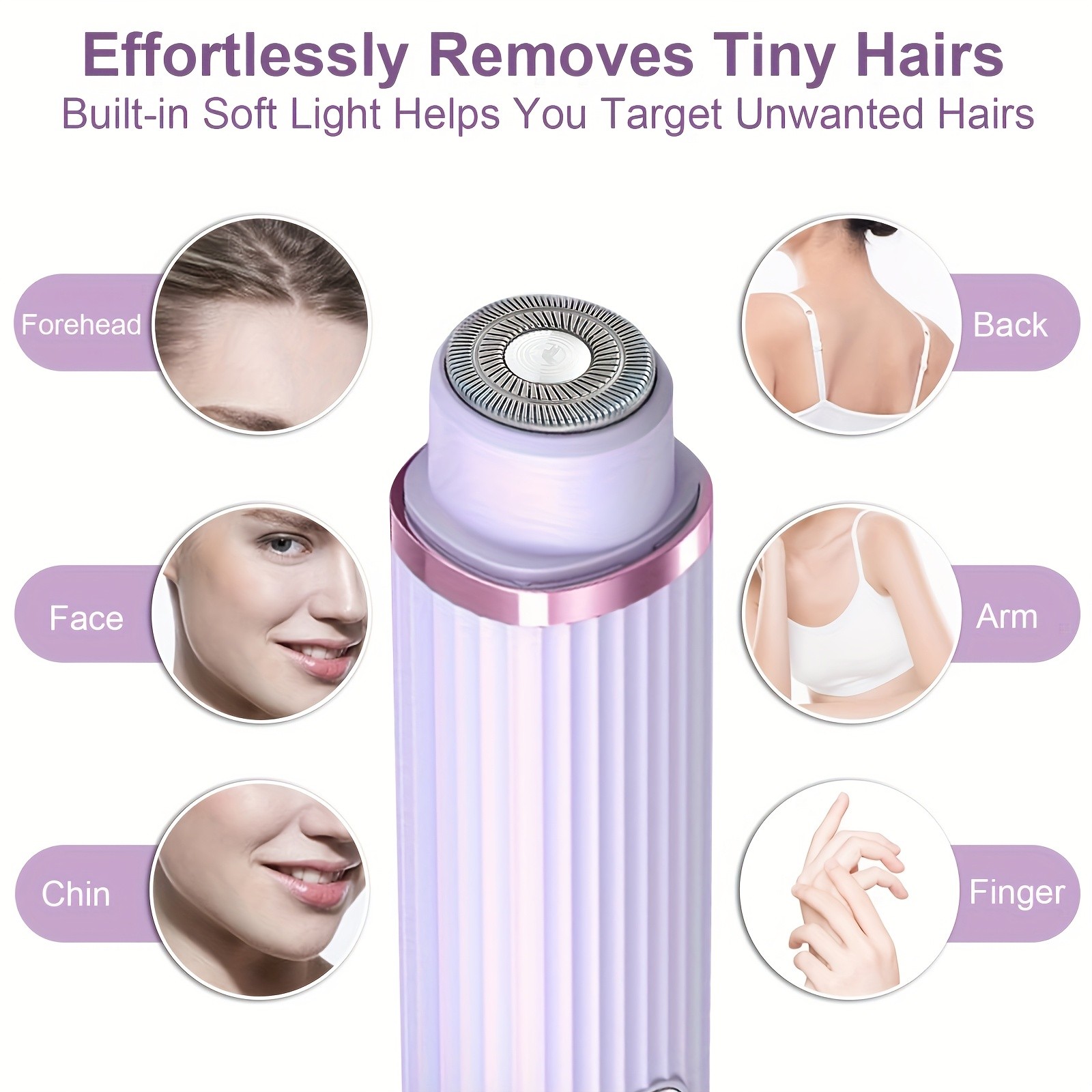 FEIYBA Dual-Head Womens USB Hair Trimmer Pastel Pink Full-Body Shaver with Long-Lasting Lithium Power