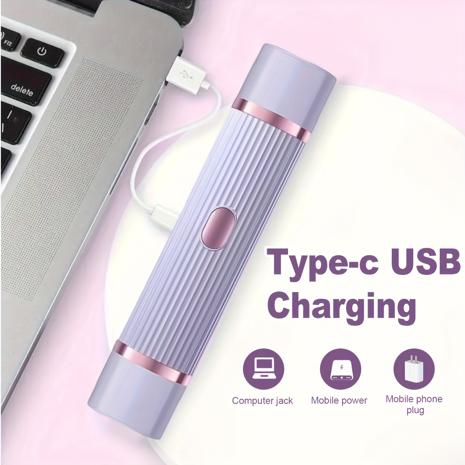 FEIYBA Dual-Head Womens USB Hair Trimmer Pastel Pink Full-Body Shaver with Long-Lasting Lithium Power