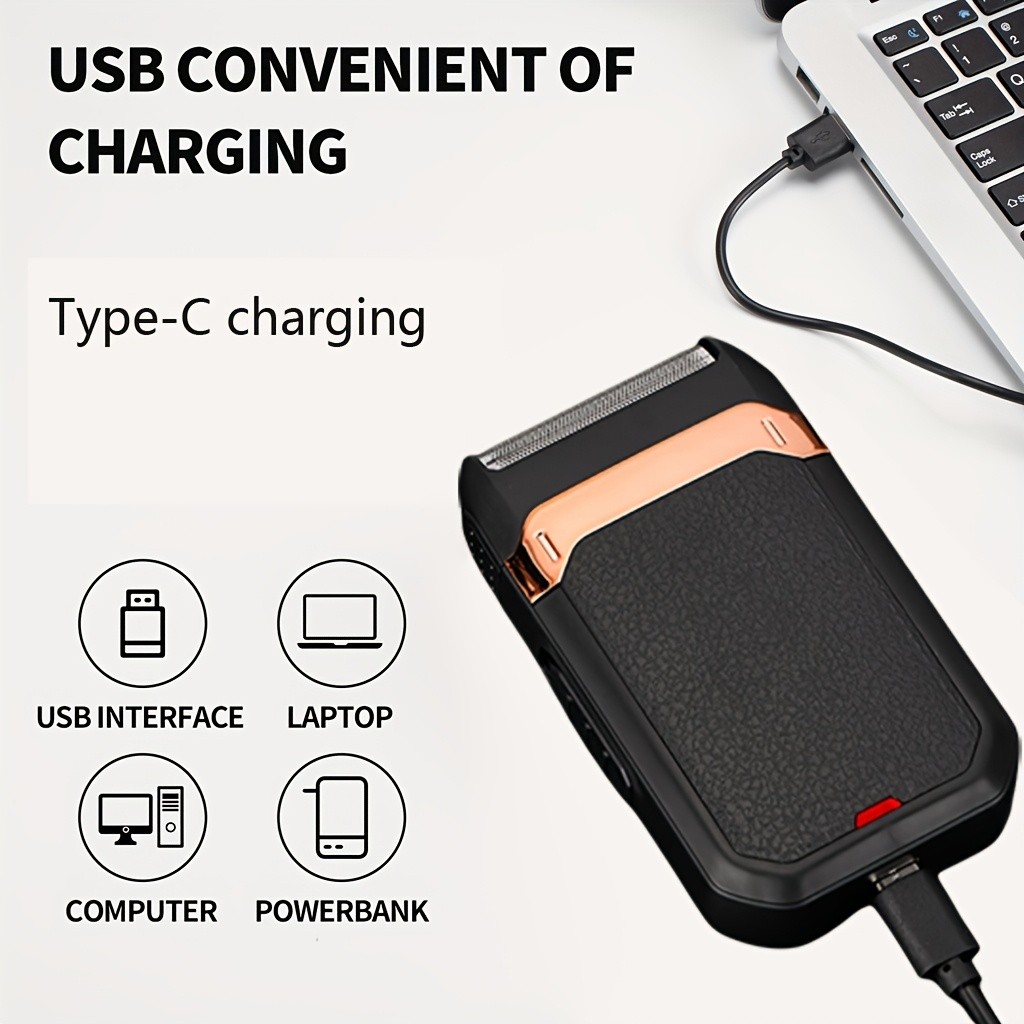 FEIYBA 2-in-1 USB Electric Shaver with Pop-Up Trimmer  Long-Life Wet & Dry Razor for Smooth, Portable Grooming