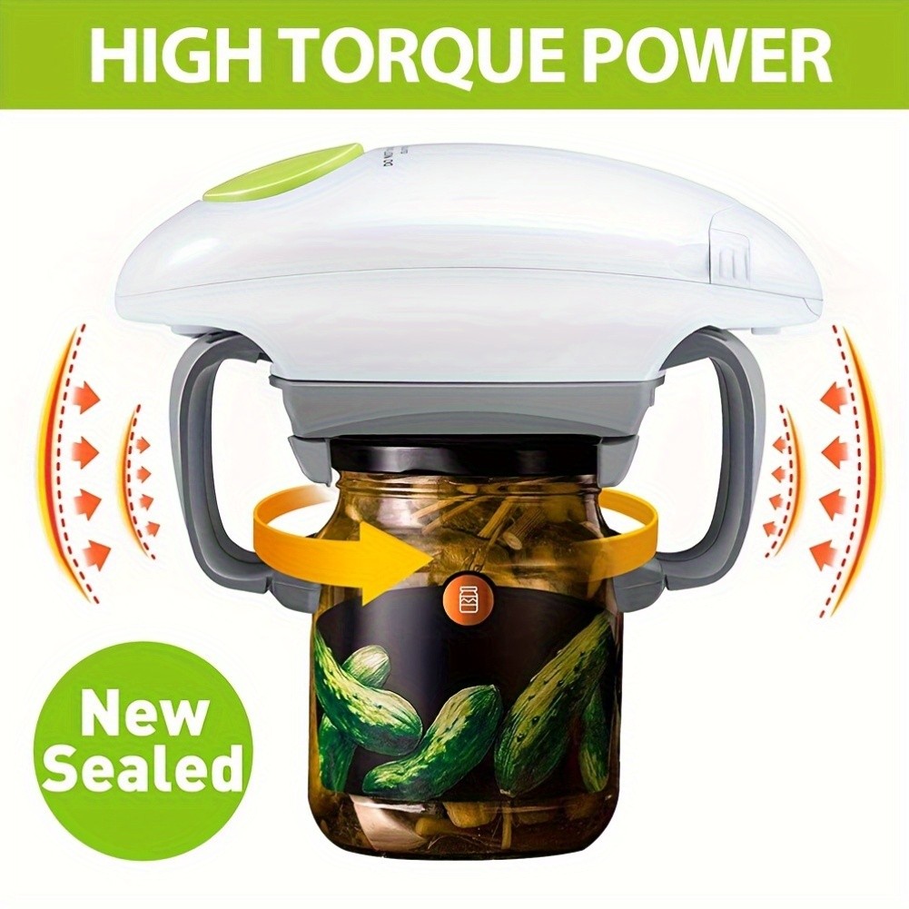 FEIYBA Torque-Assist Electric Jar & Can Opener One-Touch, Battery-Powered Kitchen Tool for All Jar Sizes
