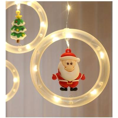 Christmas LED Curtain Lights Set  Festive Santa, Reindeer, Snowman & Tree Designs