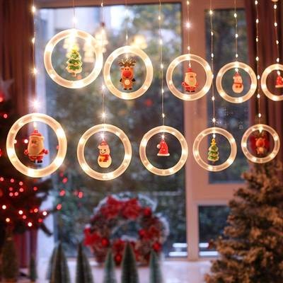Christmas LED Curtain Lights Set  Festive Santa, Reindeer, Snowman & Tree Designs