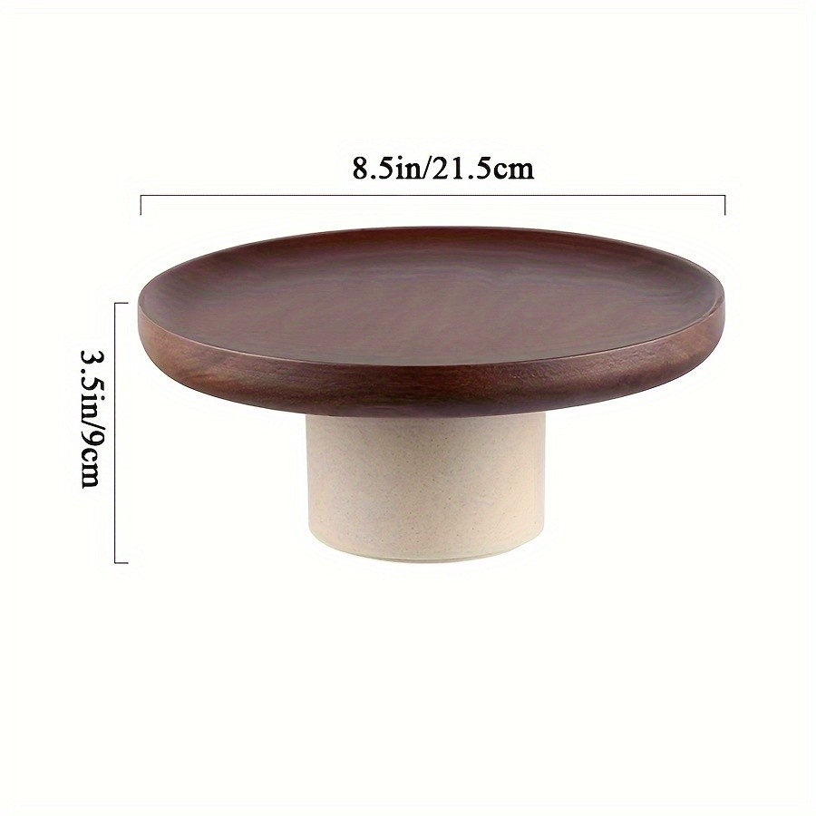 CEEFU Dual-Layer Acacia Wood & Ceramic Snack Tray  Stylish Food-Safe Stand for Cakes, Fruits & Party Serving