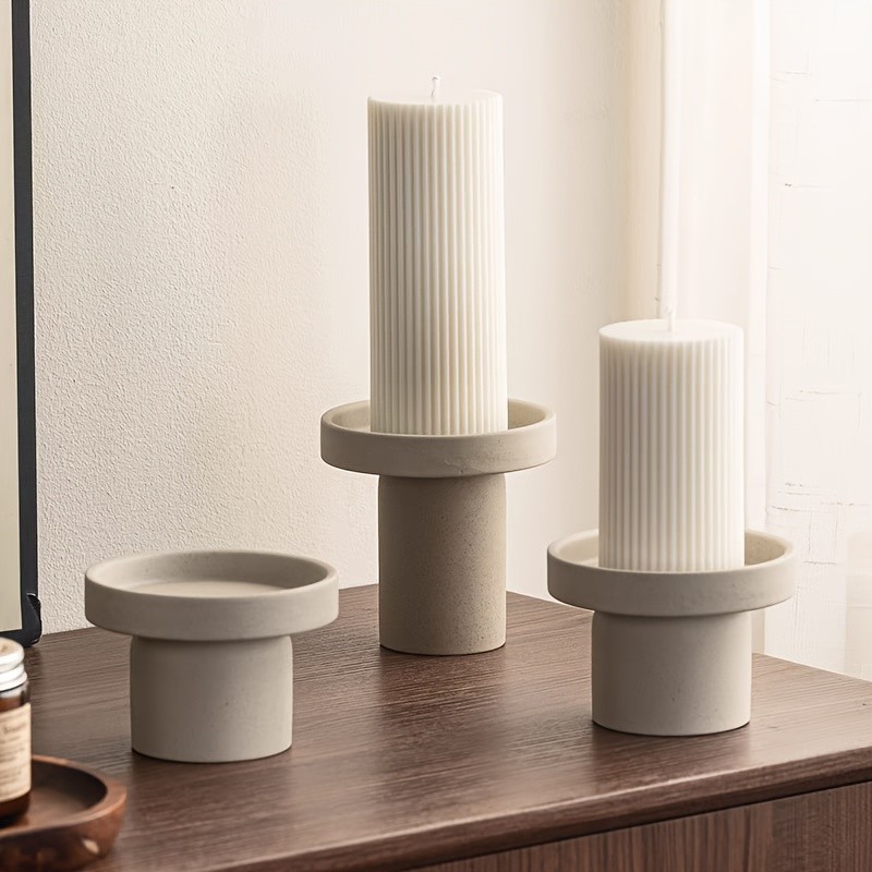 CEEFU Modern 3-Candle Ceramic Holder with Handles  Minimalist Drip-Resistant Stand for Holiday & Everyday NZ Home Decor
