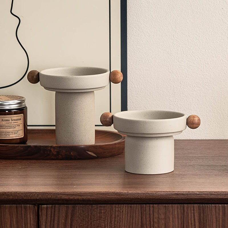 CEEFU Modern 3-Candle Ceramic Holder with Handles  Minimalist Drip-Resistant Stand for Holiday & Everyday NZ Home Decor