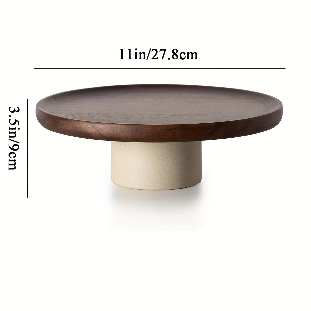 CEEFU Acacia Wood Cake Stand with Pottery Base Elegant Food-Safe Display for Weddings, Parties & NZ Home Celebrations