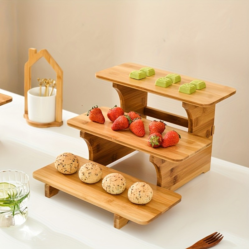 CEEFU Multi-Tier Bamboo & Wood Cupcake Stand Elegant Dessert Display for Holidays, Parties & NZ Home Celebrations