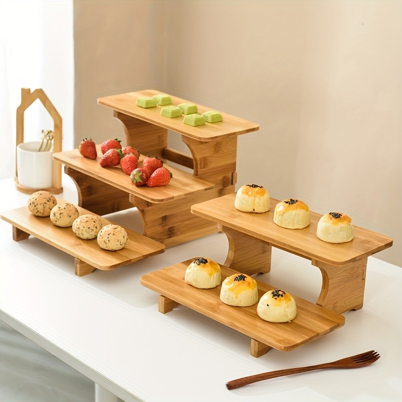 CEEFU Multi-Tier Bamboo & Wood Cupcake Stand Elegant Dessert Display for Holidays, Parties & NZ Home Celebrations