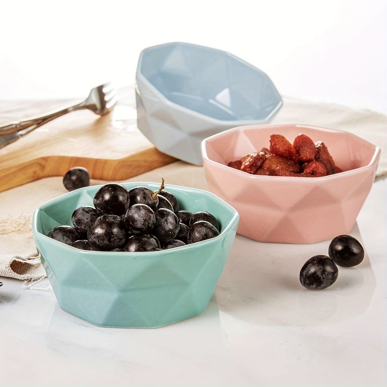 CEEFU 6pcs Colorful Geometric Ceramic Ramekins  8oz Oven-Safe Dessert Bowls for Creme Brulee, Souffl & Party Treats