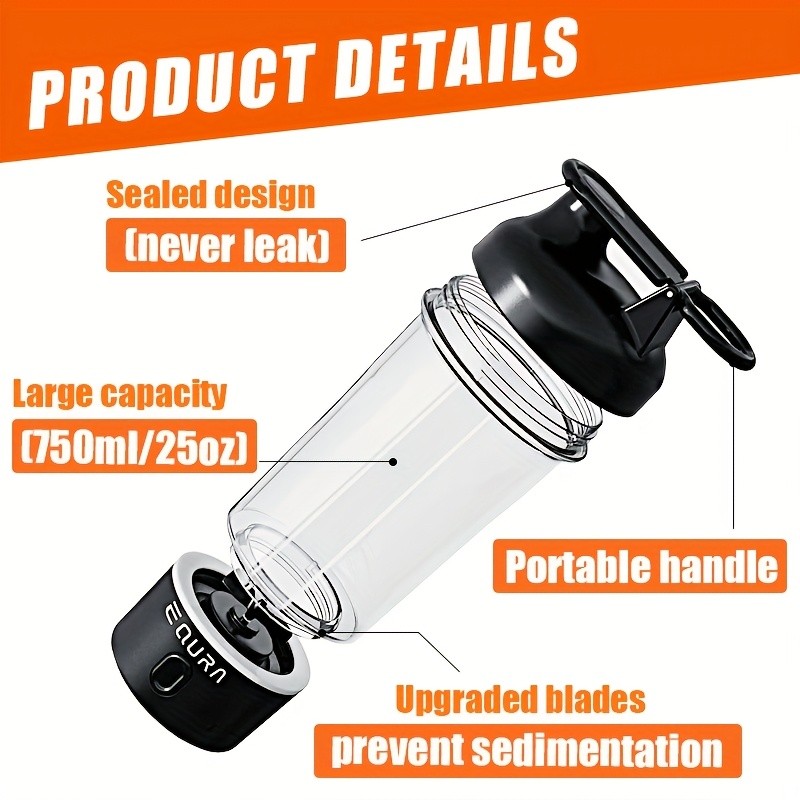 eQUra 750ml Pulse Electric Blender Cup  Dual-Mode Portable Protein Shaker & Smoothie Maker for Active NZ Lifestyles