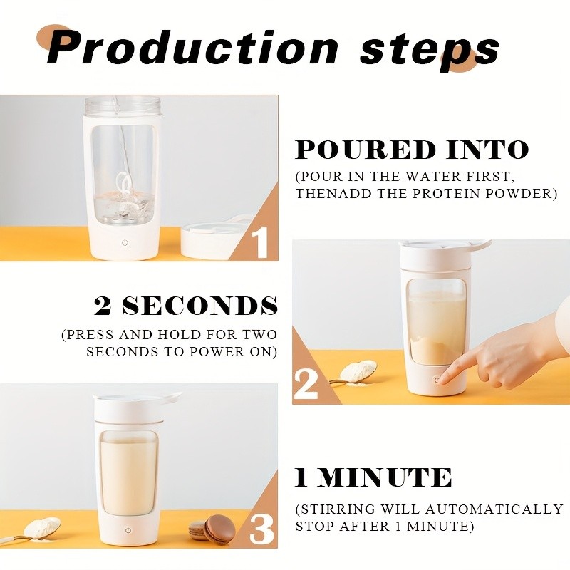 eQUra 650ml Automatic Blender Cup USB Rechargeable One-Button Mixer for Protein & Coffee Powders with Gift-Ready Design