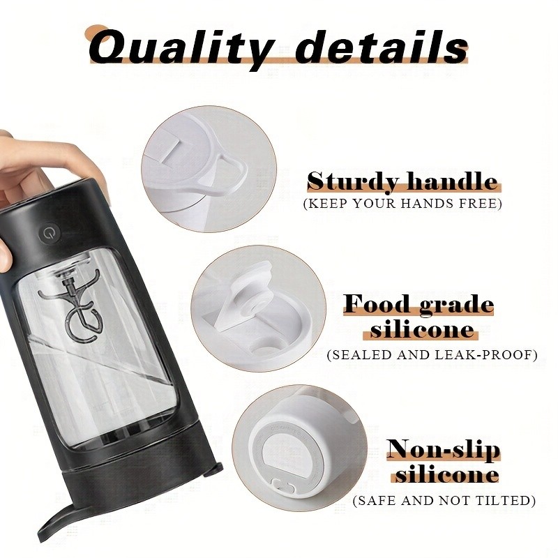 eQUra 650ml Automatic Blender Cup USB Rechargeable One-Button Mixer for Protein & Coffee Powders with Gift-Ready Design