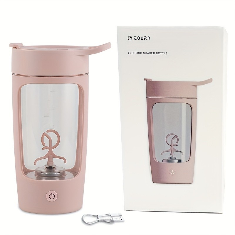 eQUra 650ml Automatic Blender Cup USB Rechargeable One-Button Mixer for Protein & Coffee Powders with Gift-Ready Design