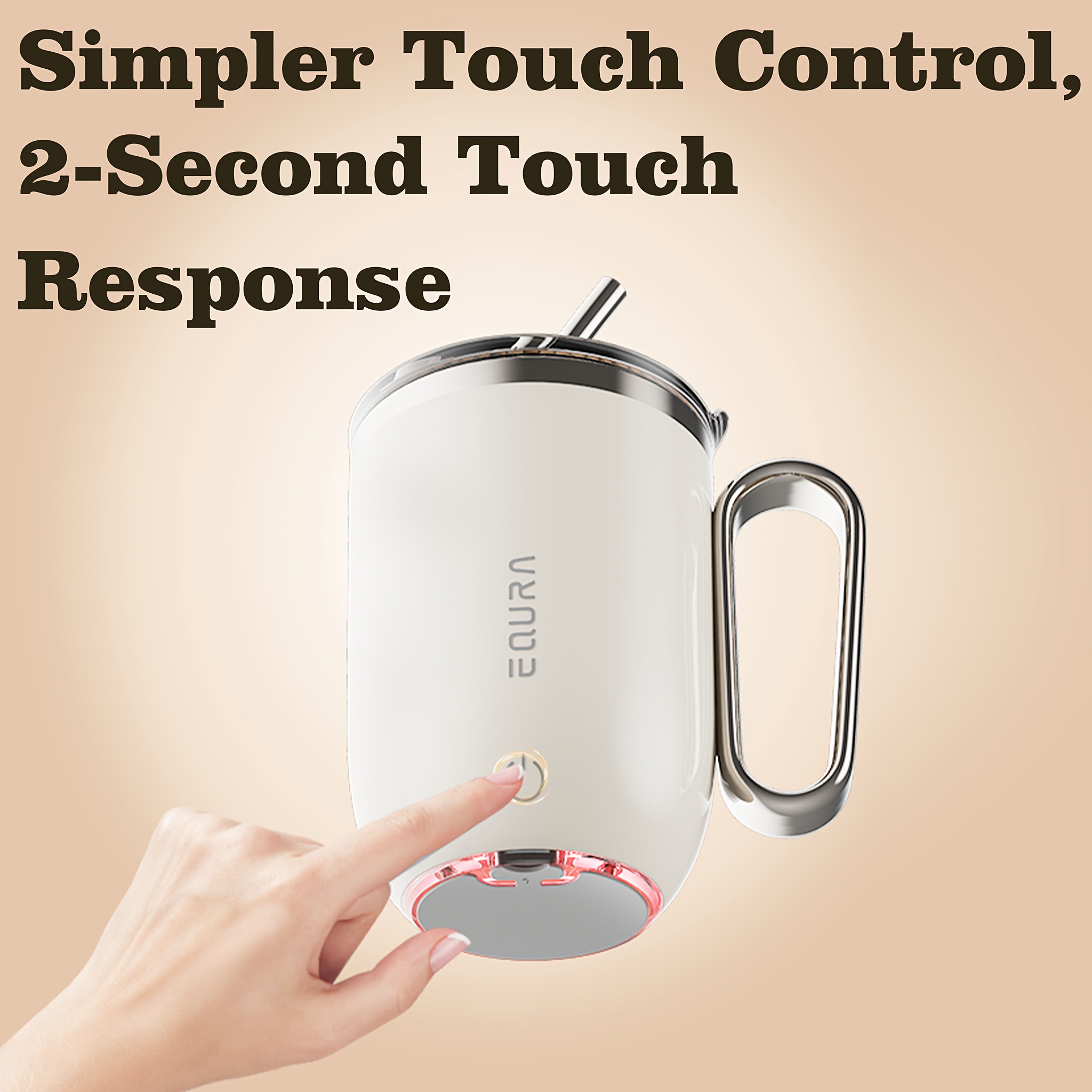 eQUra Smart Stainless Steel Automatic Mixing Cup  Portable Self-Stirring Mug for Coffee, Milk & Chocolate (Holiday Gift Ready)