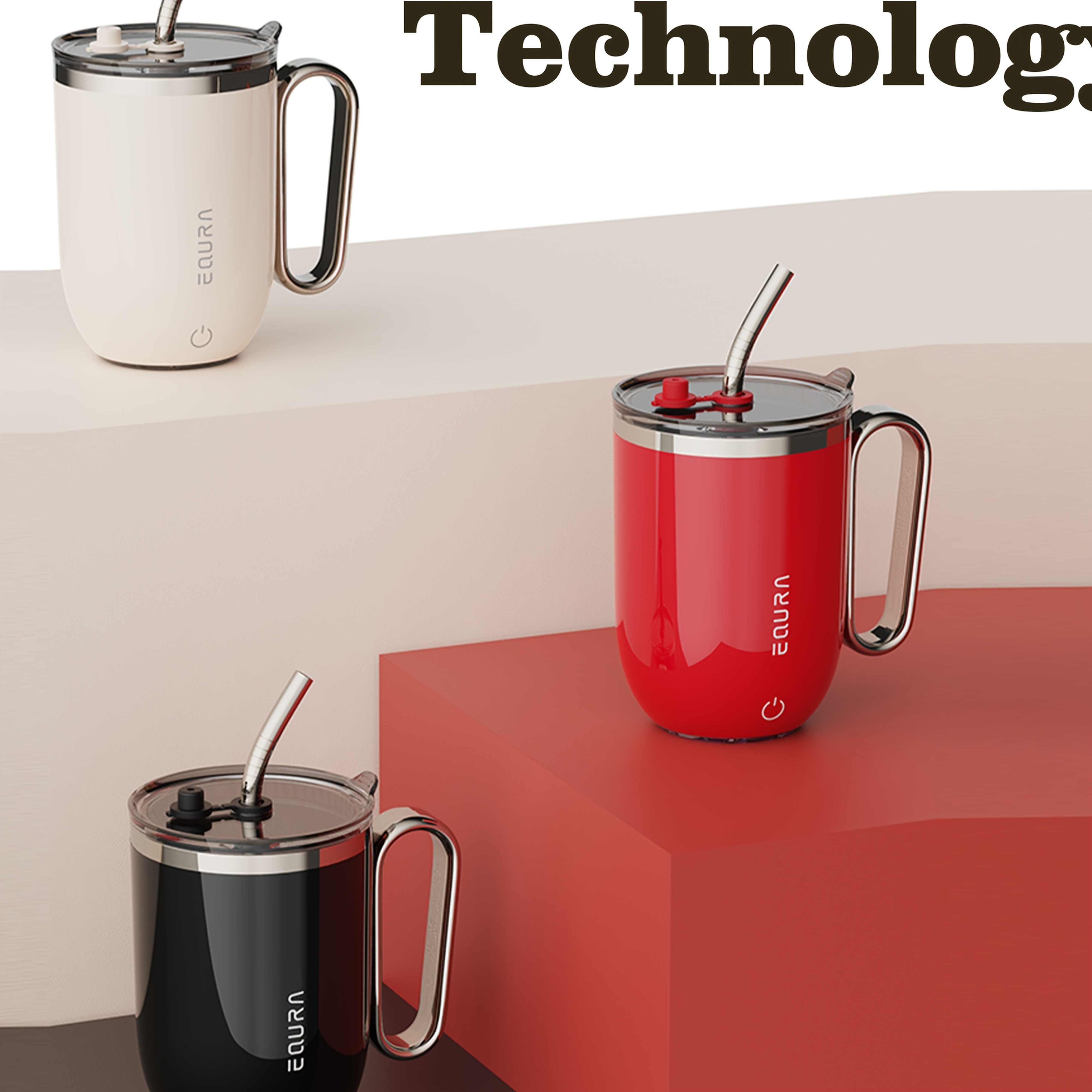 eQUra Smart Stainless Steel Automatic Mixing Cup  Portable Self-Stirring Mug for Coffee, Milk & Chocolate (Holiday Gift Ready)