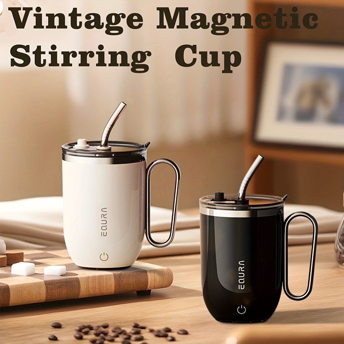 eQUra Smart Stainless Steel Automatic Mixing Cup  Portable Self-Stirring Mug for Coffee, Milk & Chocolate (Holiday Gift Ready)