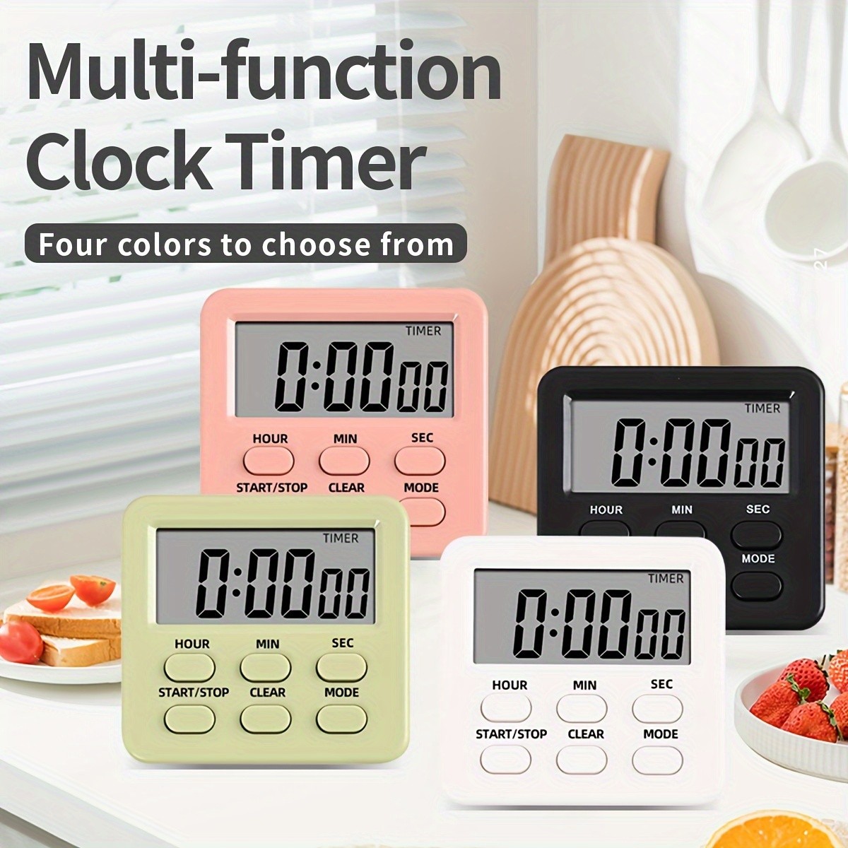 KT THERMO Digital LCD Alarm Clock & Multi-Mode Timer 24-Hour Display with Memory, Count-Up/Down & Stand/Hanging Hook