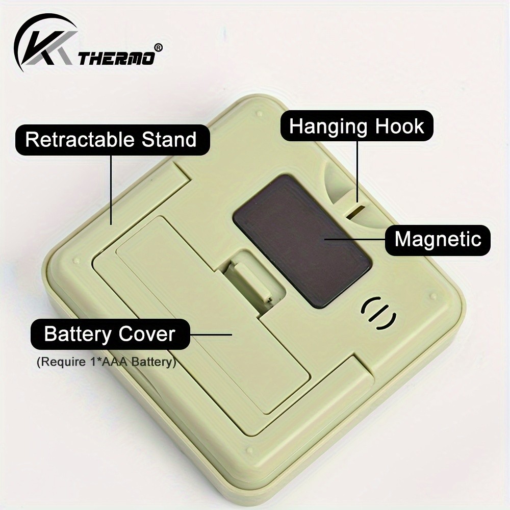 KT THERMO Digital LCD Alarm Clock & Multi-Mode Timer 24-Hour Display with Memory, Count-Up/Down & Stand/Hanging Hook