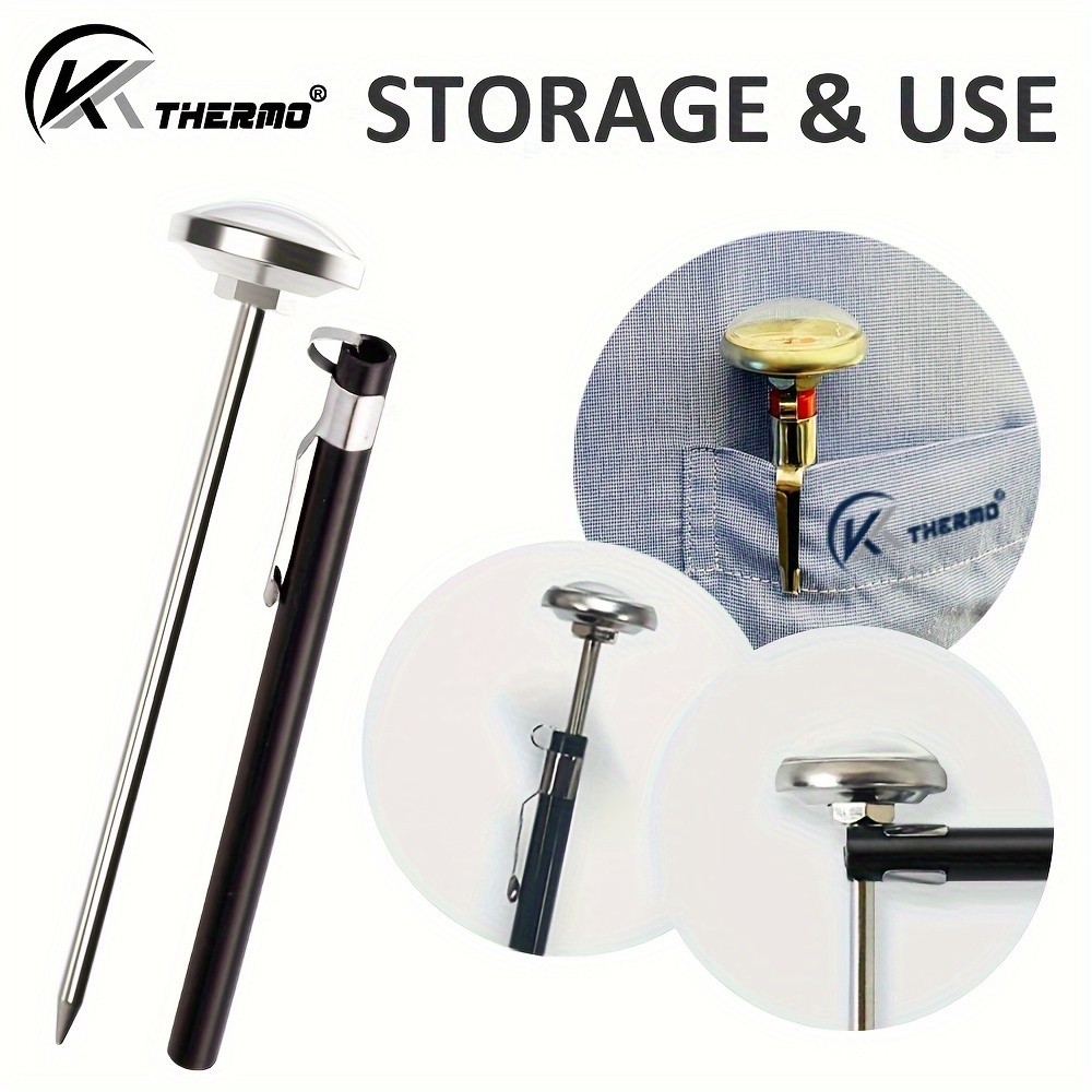 KT THERMO Stainless Steel Instant Read Food Thermometer  No-Battery Dual-Scale Gauge for Cooking, Grilling & BBQs