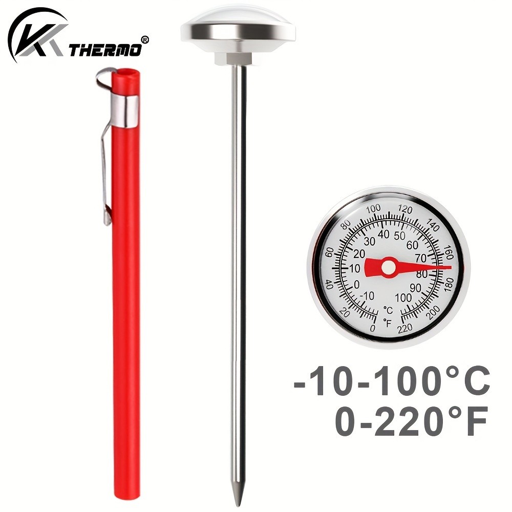KT THERMO Stainless Steel Instant Read Food Thermometer  No-Battery Dual-Scale Gauge for Cooking, Grilling & BBQs