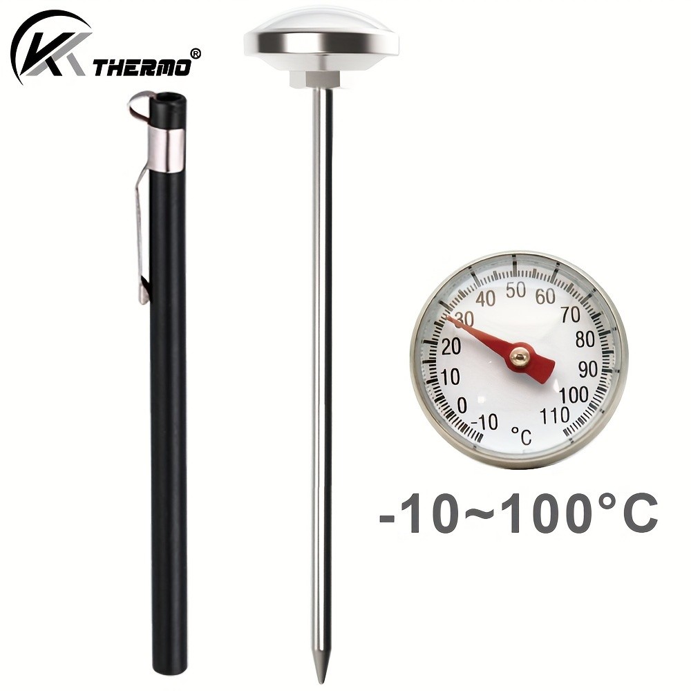KT THERMO Stainless Steel Instant Read Food Thermometer  No-Battery Dual-Scale Gauge for Cooking, Grilling & BBQs