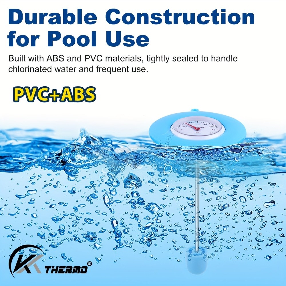 KT THERMO Floating Pool Thermometer  Easy-Read Celsius Dial with Rope & Suction Cup for Pools, Spas & Hot Tubs