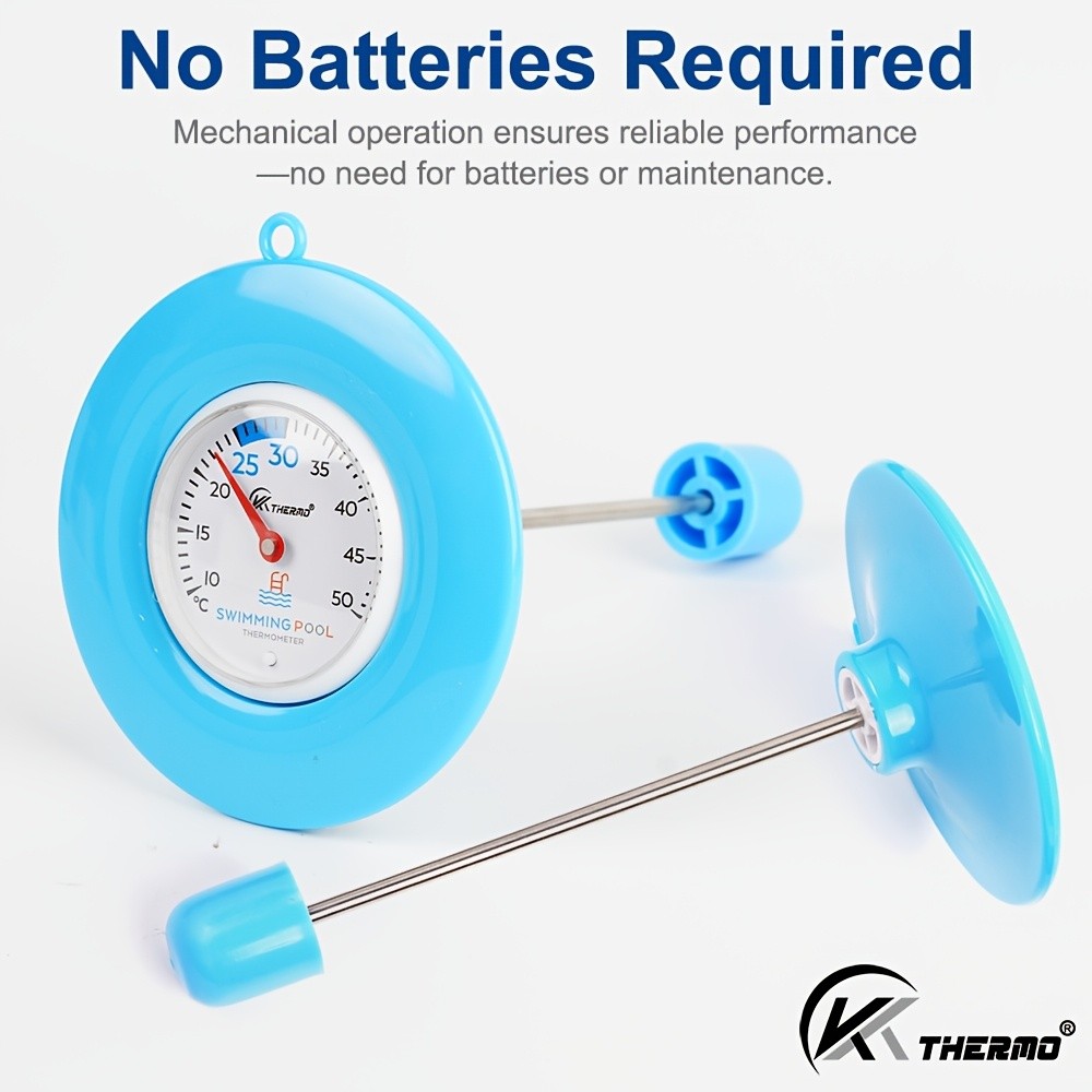 KT THERMO Floating Pool Thermometer  Easy-Read Celsius Dial with Rope & Suction Cup for Pools, Spas & Hot Tubs