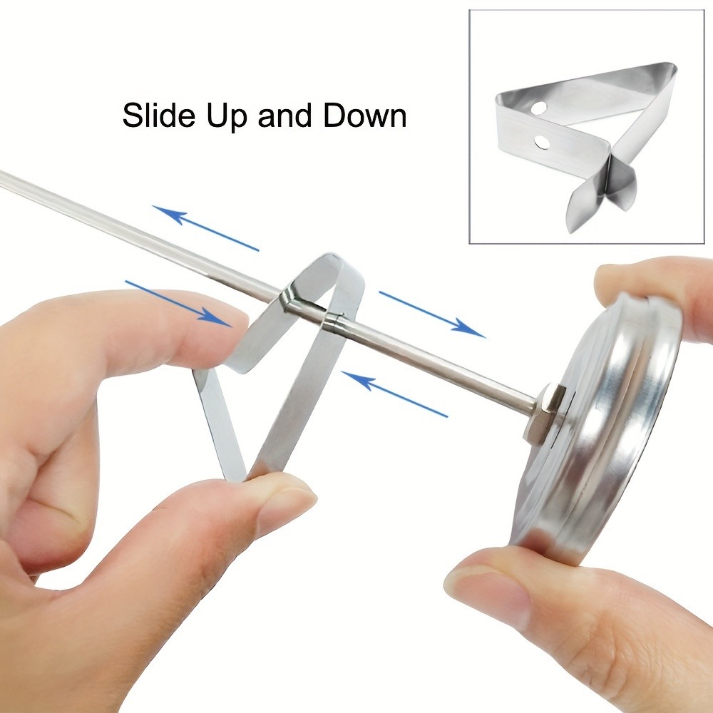 KT THERMO Stainless Steel Deep Fry Thermometer with Pot Clip Long-Probe Food-Safe Gauge for Frying, BBQ & Baking