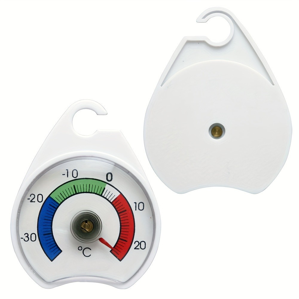 KT THERMO 2pcs Analog Refrigerator & Freezer Thermometer Set No-Battery Celsius/Fahrenheit Dial for Accurate Cold Storage Monitoring